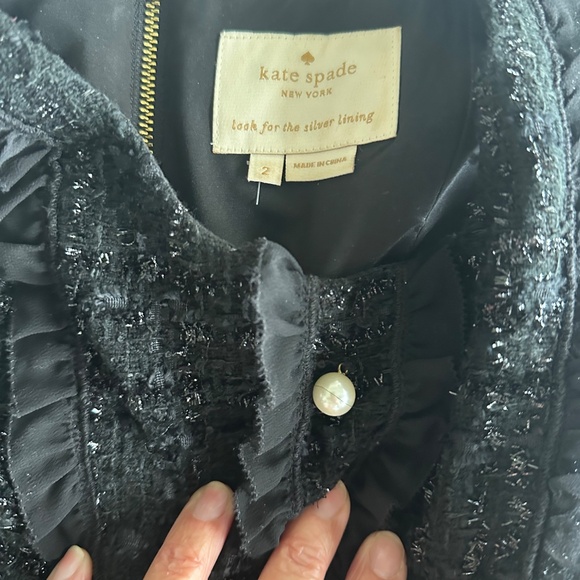 Kate Spade Black Tweed Sleeveless Pearl Button Dress - Picture 2 of 2